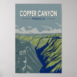 Copper Canyon Mexico Travel Art Vintage Poster