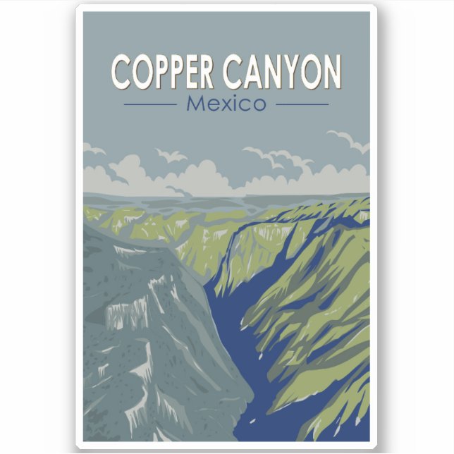 Copper Canyon Mexico Travel Art Vintage Sticker (Front)