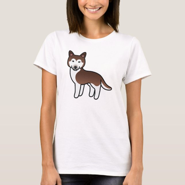 Copper Cartoon Siberian Husky T-Shirt (Front)