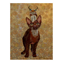 COPPER CAT & ANTLER OWL