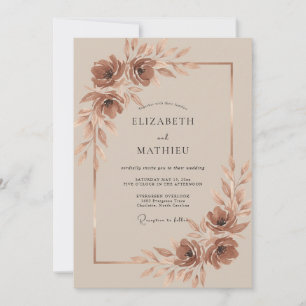 Copper Champagne Painted Wedding Invitation