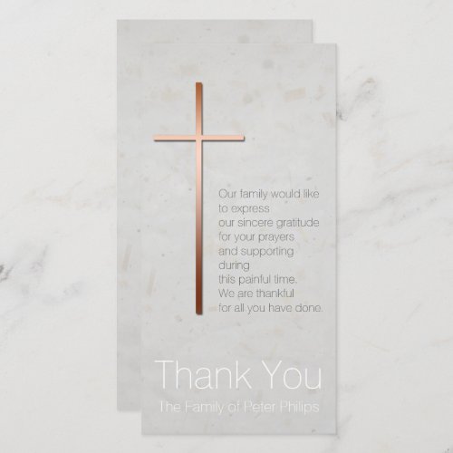 Copper Christian Cross Sympathy Thank You