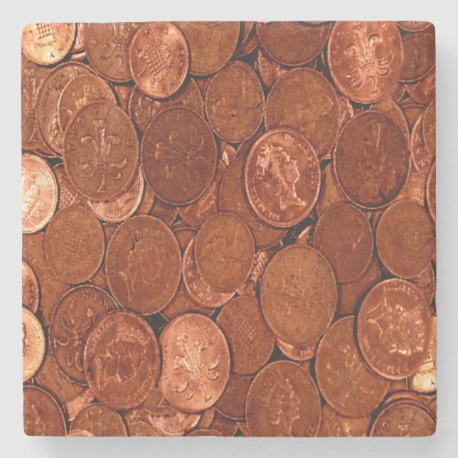 Copper Coins Stone Coaster (Front)
