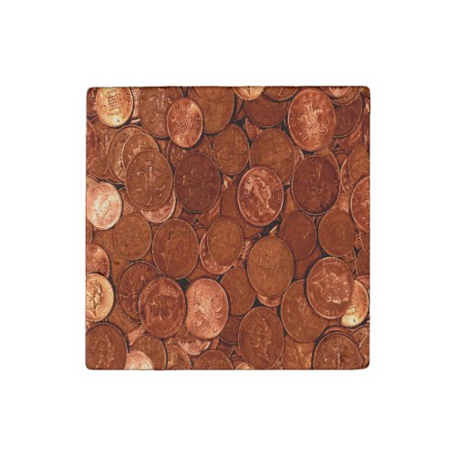 Copper Coins Stone Magnet