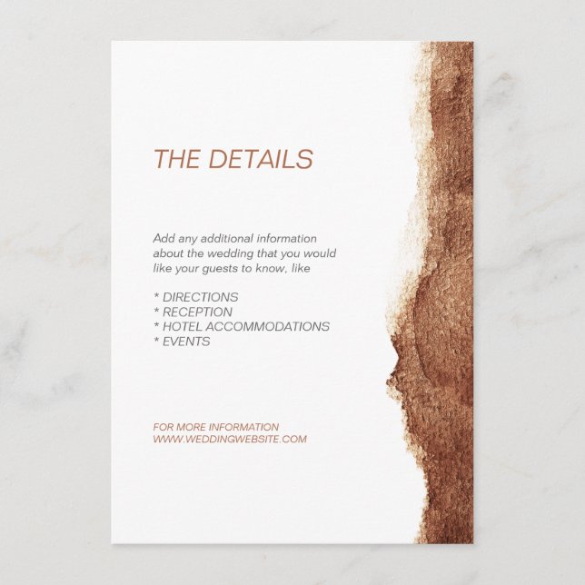 Copper color modern simple wedding direction enclosure card (Front)