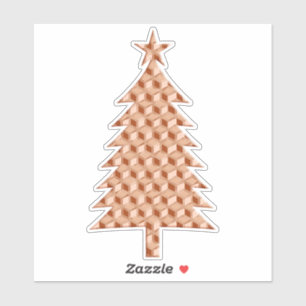 Copper Colored 3-d Boxes Christmas Tree Sticker