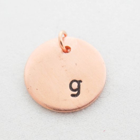 Copper Concave Handstamped Initial Pendant (Front)