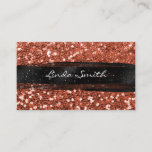 Copper Confetti Glitter Black Brush Strokes Business Card