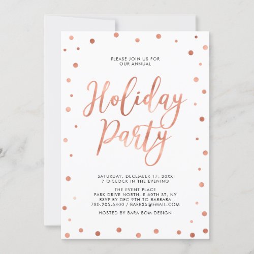 Copper Confetti Modern Corporate Holiday Party Invitation