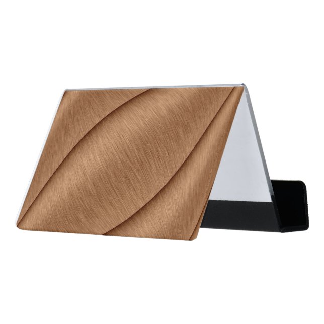 Copper Contour Desk Business Card Holder (Angled Back)