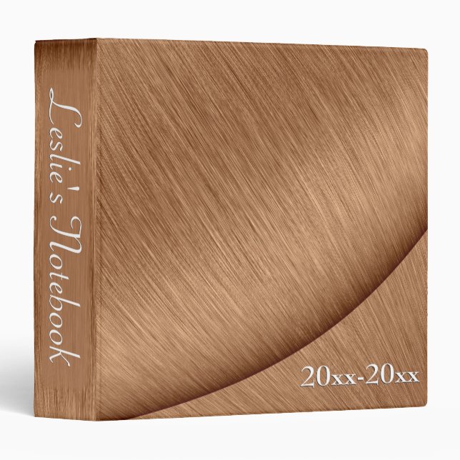 Copper Contour Name and Date 3 Ring Binder (Front/Spine)