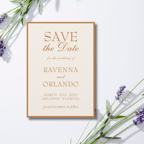 Copper Cream Old Money Elegant Glam Wedding Save The Date