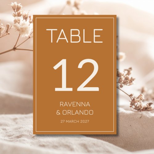 Copper Cream Old Money Formal Wedding Table Number
