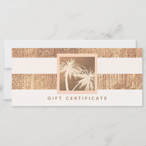 Copper  Cream Tropical Palm Tree Gift Certificate