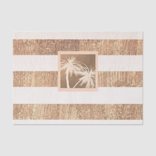 Copper & Cream Tropical Palm Trees Modern Sparkle Tissue Paper