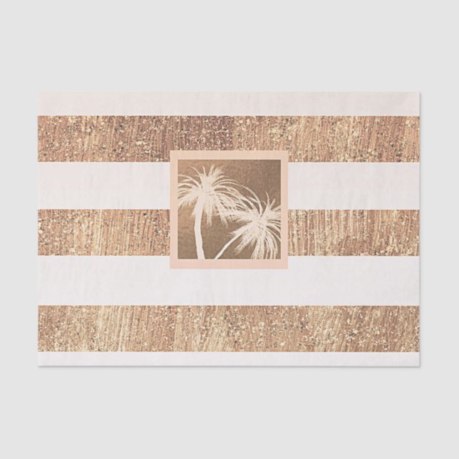 Copper & Cream Tropical Palm Trees Modern Sparkle Tissue Paper (Front)