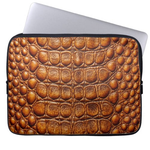 Copper Crocodile Alligator Faux Leather Print Laptop Sleeve