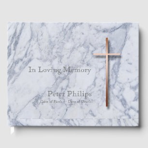 Copper Cross Marble Funeral Memorial Guest Book