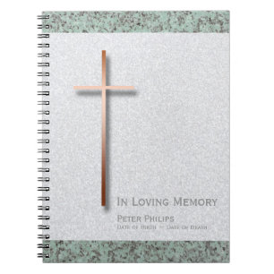 Copper Cross Stone 1 Funeral Memorial Guest Book