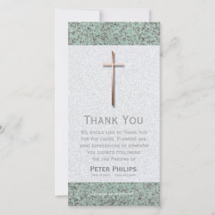 Copper Cross Stone 1 Funeral Thank You Photo Card