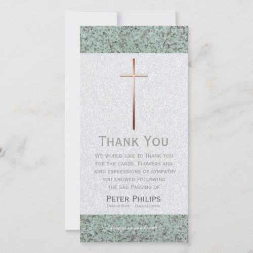 Copper Cross Stone 2 Funeral Thank You Photo Card