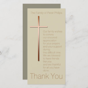 Copper Cross Sympathy Thank You Choose Color
