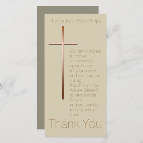 Copper Cross Sympathy Thank You Choose Color