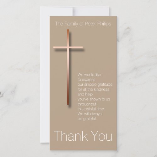 Copper Cross Sympathy Thank You Choose Color 2