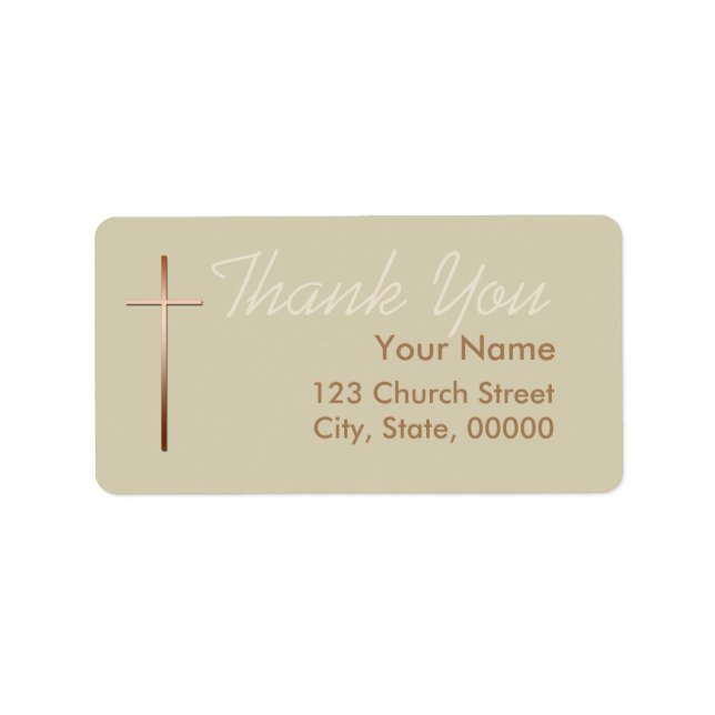 Copper Cross Thank You Label Choose Color (Front)