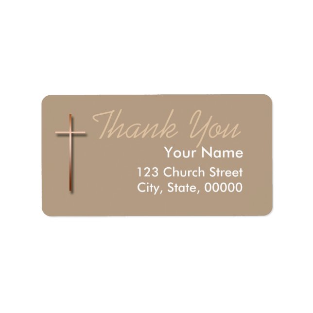 Copper Cross Thank You Label Choose Color 2 (Front)