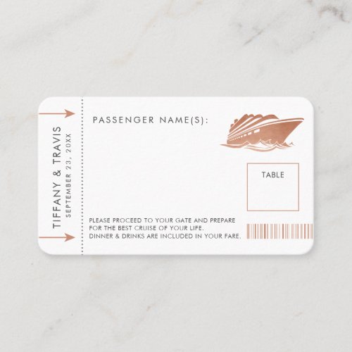 Copper Cruise Boarding Ticket Place Escort Card