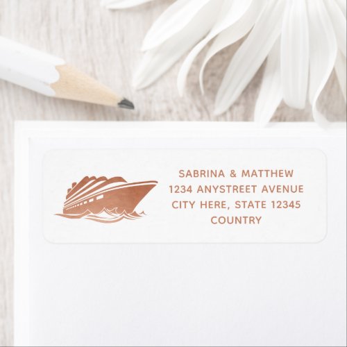 Copper Cruise Ship Modern Return Address Label