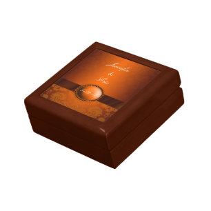 Copper Damask Wedding Keepsake Box