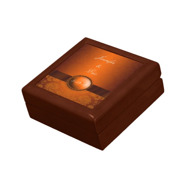 Copper Damask Wedding Keepsake Box (Side)