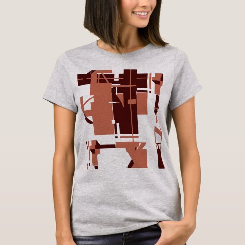 Copper Dark Brown MCM_like Geometric Motif T_Shirt