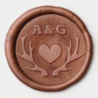 Copper deer antler wax seal stickers for wedding