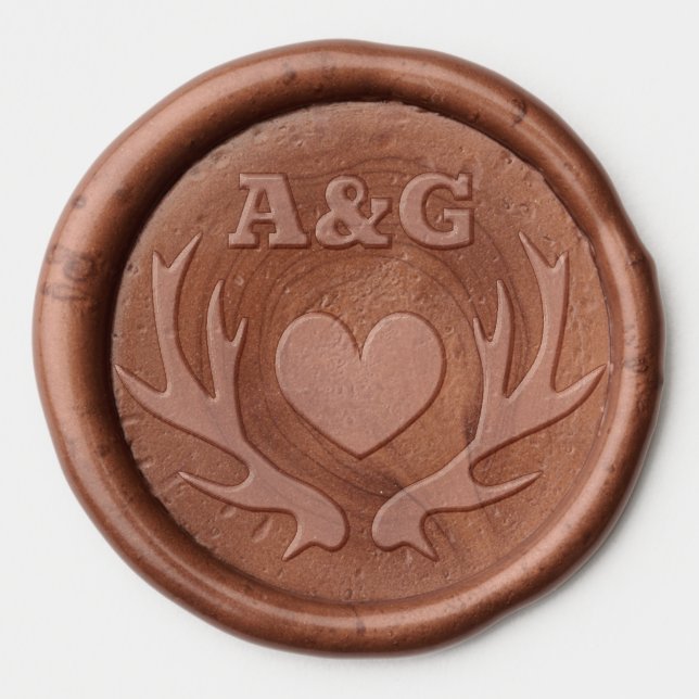 Copper deer antler wax seal stickers for wedding (Front)