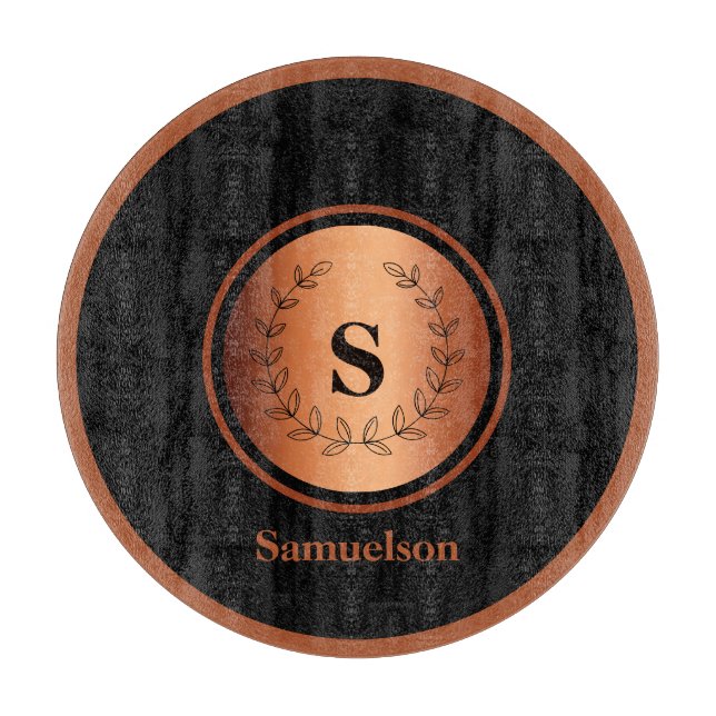 Copper Detailed Personalized Kitchen Cutting Board (Front)