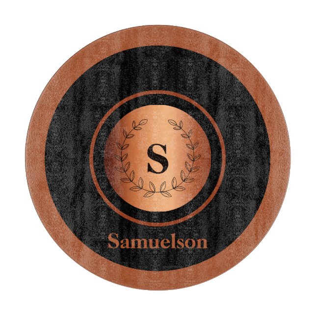Copper Detailed Personalized Kitchen Cutting Board (Front)