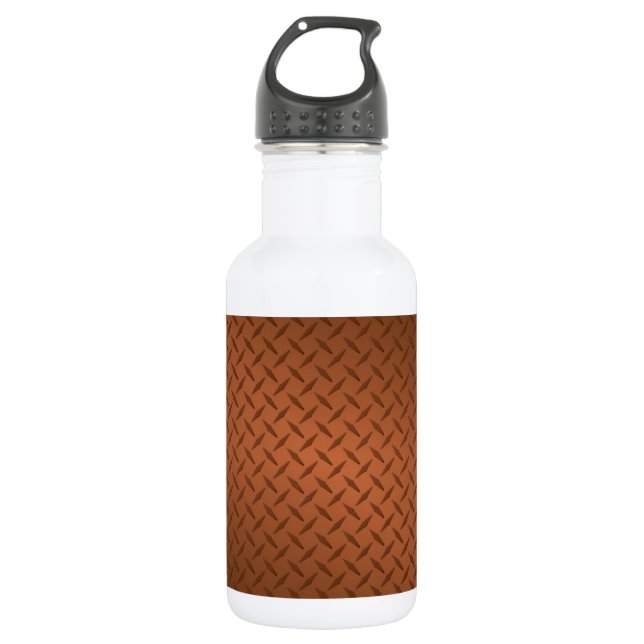 Copper Diamondplate Look Pattern Water Bottle (Front)
