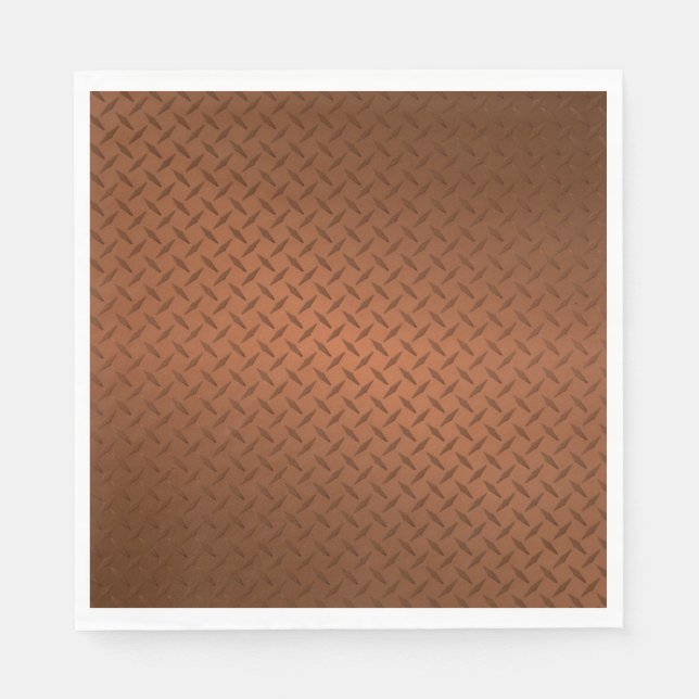 Copper Diamondplate Pattern Look Paper Napkins (Front)