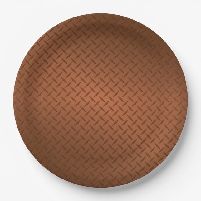Copper Diamondplate Pattern Look Paper Plates (Front)