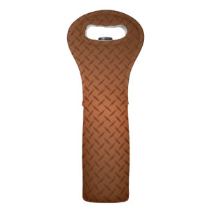 Copper Diamondplate Pattern Look Wine Bag