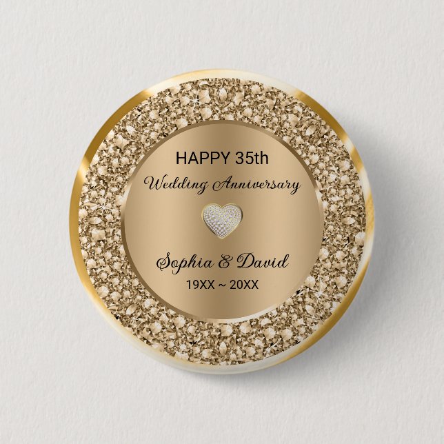 Copper Diamonds Wedding Anniversary  Button (Front)