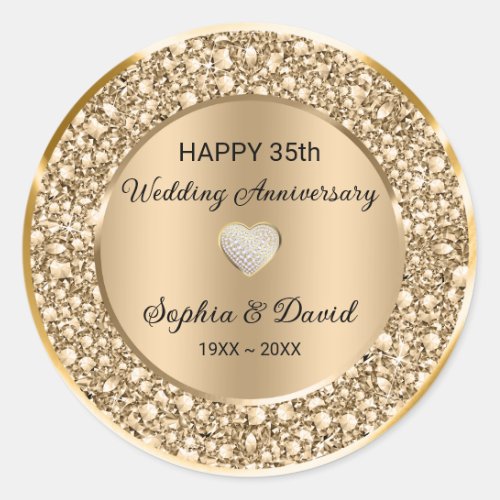 Copper Diamonds Wedding Anniversary  Classic Round Sticker