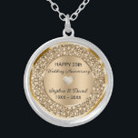 Copper Diamonds Wedding Anniversary  Silver Plated Necklace<br><div class="desc">Encrusted copper diamonds ( diamonds are not real) 35th wedding anniversary customizable clock. You can change the anniversary year</div>