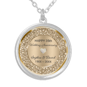 Copper Diamonds Wedding Anniversary Silver Plated Necklace