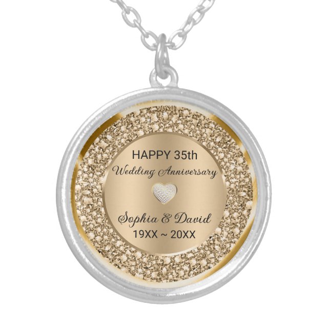 Copper Diamonds Wedding Anniversary  Silver Plated Necklace (Front)