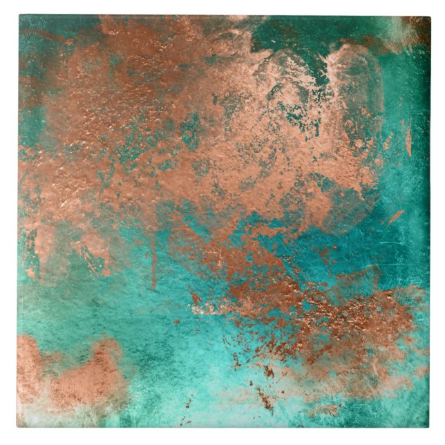 Copper Distressed Patina  Ceramic Tile (Front)
