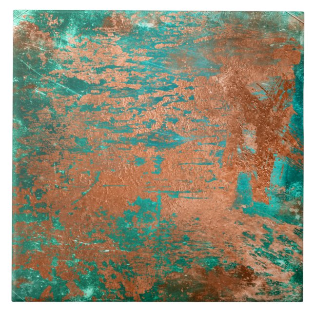 Copper Distressed Patina  Ceramic Tile (Front)